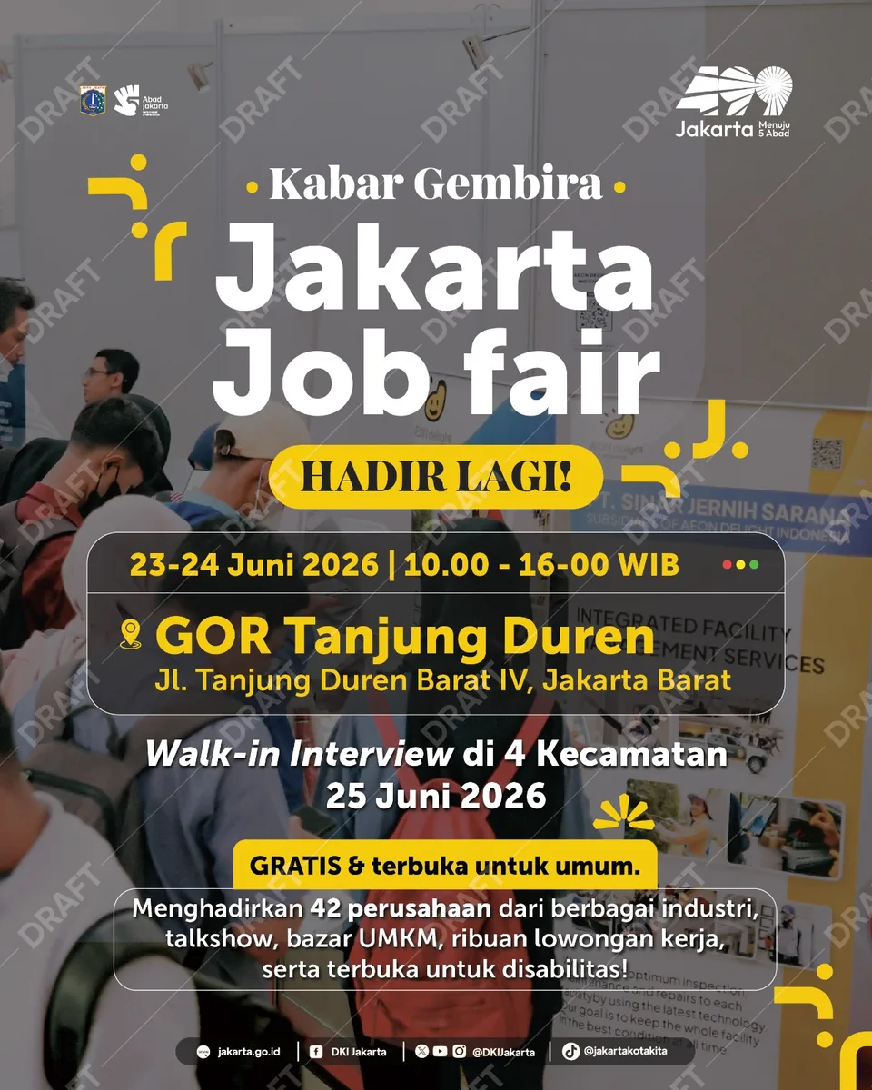 Job Fair Provinsi Sulawesi Utara 2026 (Suku Dinas TKTE Wilayah Provinsi Sulawesi Utara Barat) : 23-24 Juni 2026